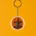 Creatieve PVC-schildpaddensoep sleutelhanger met realistische harsdetails en zilveren ring - Schildpad