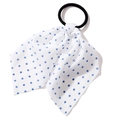 Classic blue polka dot chiffon hair scrunchie with white silk scarf detailing - White Blue Polka Dot