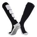 Lange Fußballsocken in Schwarz und Grau mit rutschfesten Noppen an der Handtuchsohle - Erwachsene (38-44) / Schwarz