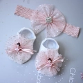 Pink lace bow headband and ballet girl socks set for baby girls in elegant gift style - Ballet Girl