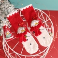 Plüschige Weihnachtssocke mit 3D-Schneemann, Schal und dem Schriftzug Luck für den Winter - Einheitsgröße / Roter Schal Schneemann