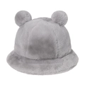 Cappello a secchiello grigio in ecopelliccia con orecchie da orso, caldo berretto invernale - Grigio