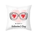 Fodera per cuscino San Valentino bianca con occhiali a cuore rossi e scritta Happy Valentine - 45x45 cm / Occhiali di Cuore Bianchi (DRD325-8)