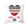 Federa bianca con mongolfiera a cuore, nuvole rosa e scritta Love You in rosso - 45x45 cm / Mongolfiera di Cuore Bianca (DRD325-7)
