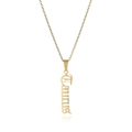 Close-up of golden stainless steel necklace with Taurus letter pendant on white background - Gold Taurus