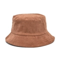 Sombrero de pescador de pana marrón con textura de rayas y diseño retro informal - M (56-58cm) / Caqui