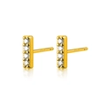 Minimalist S925 sterling silver gold-plated rectangular stud earrings with four zircon gems - Gold