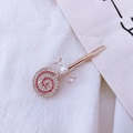 Elegante molletta per capelli a lecca-lecca con strass rossi e bianchi e perla - Rosso