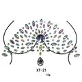 Detail of XT-21 colorful rhinestone body jewels for festivals and rave parties - XT-21 Multicolor AB Chest Decor