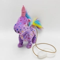 Unicorno elettrico di peluche viola con motivi a stelle e guinzaglio di controllo bianco - Stella a cinque punte / Motivo a Stelle Viola