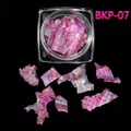 Irregular pink purple iridescent shell flakes for nail art in a square jar container - Deep Pink
