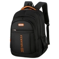 Black oxford business backpack with orange accents and multiple storage compartments - Orange