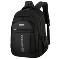 Black Oxford cloth backpack with multi-layer zippers and side mesh pockets for business travel - Black