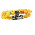Set di braccialetti con perline arancioni traslucide e ciondolo a forma di gufo - Ambra