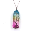 Rainbow tree of life crystal necklace with gradient prism and bronze wire wrap - Antique Bronze Wire Gradient Green 7-Color