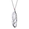 Natural white crystal pillar tree of life pendant necklace with copper wire wrap - Antique Bronze Wire White
