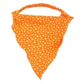 Orange triangular headscarf with yellow star print and elastic headband for women - Stars Yellow
