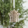Décoration de Noël boîte cadeau dorée scintillante avec ruban argenté de 8,5 cm - Pendentif Boîte Cadeau Champagne / Pièce