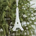 White glitter Eiffel Tower Christmas tree ornament with silver sparkles, 14.5cm height - White Eiffel Tower Pendant