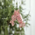 Décoration de Noël en forme de bonbon rose pailleté avec nœud pour sapin de fête - Pendentif Bonbon Rose / Paire