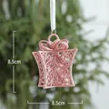 Addobbo natalizio a forma di pacco regalo rosa glitterato appeso all'albero - Pendente Pacco Regalo / Rosa