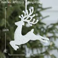 Ornamento natalizio a forma di renna bianca glitterata 12cm per l'albero - Renna Stile D / Bianco