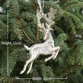 Glitzerndes Rentier in Gold als Weihnachtsbaumschmuck in rennender Pose - Rentier Stil E / Champagner