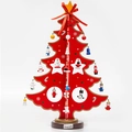 Red wooden DIY Christmas tree tabletop decor with miniature ornaments and star topper - Large / Red
