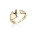 Close-up of 18K gold plated adjustable ring with a letter Y inlaid with colorful gemstones - Adjustable Open / Letter Y