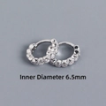 S925 sterling silver huggie earrings with 6.5mm inner diameter and clear zircons - 6.5mm Platinum Color White Zircon