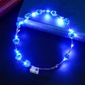 Blue LED flower wreath headband with glowing roses for nocturnal festivals and parties - Blue with Case Switch