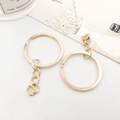 Set of two polished light gold iron keyrings with short chains for DIY craft projects - 25mm / With Chain / KC Gold