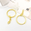 Golden metal keyring with flat chain links for DIY personalized jewelry making - 25mm / With Chain / Gold