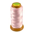 Pink high-strength polyester braided thread roll on black spool for jewelry making - Pink