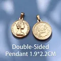 Retro Elisabeth II. Goldmünzen-Herzanhänger aus 18K vergoldetem Edelstahl - Doppelseitige Königin Porträtmünze (D59)