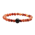 Pulsera de cuentas para hombre con ojo de tigre solar y obsidiana sobre fondo blanco puro - Ojo de Tigre Solar de 6mm + una Piedra Brillante de 10mm