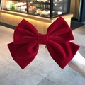 Elegant oversized burgundy velvet bow hair clip with premium textured finish - Duckbill Hair Clips / Large (18cm) / Red
