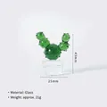 Miniature green handmade glass cactus ornament with a transparent round base 43mm height - Cactus Style E