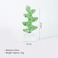 Handmade green glass cactus figurine in transparent pot, 61mm height decorative ornament - Cactus Style J