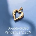 Ciondolo a cuore dorato a doppia faccia con trama ad ala, misura 2x2,2cm per gioielli - D19 Cuore Dorato