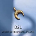 Double-sided moon pendant in 18k gold plated stainless steel with ribbed texture, 1.6x1.7cm - D21 Gold Crescent Moon