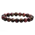 Handgefertigtes Perlenarmband mit bunten Tigerauge-Steinen in poliertem Finish für Herren - 6mm Pfauen-Tigerauge