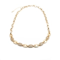 Hip Hop Goldkette mit Kaffeebohnen Gliedern und funkelnden Zirkonia Steinen Besatz - Halskette / Gold