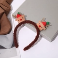 Cerchietto natalizio con corna di renna in peluche, cappelli rossi di Babbo Natale e pelliccia - Alce