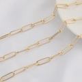 Polished golden paperclip style copper chain link for DIY jewelry making and necklace - Polished Extended O-Chain