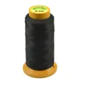 Strong black polyester cord on yellow spool for DIY jewelry braiding and sewing - 12 Ply (Approx 0.8mm) Approx 210m / Black