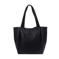 Borsa tote nera in pelle PU con cuciture eleganti e grande capienza interna - Nero
