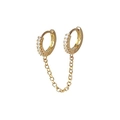 Eleganti orecchini a catena a doppio foro in oro con zirconi cubici per donna - Oro con pietra