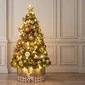 120cm mini Christmas tree set in golden coffee tone with luxury decorations and tree skirt - 120cm / Gold & Coffee Style A