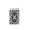 Silver Viking rune bead with Celtic knot patterns and X engraving for beard and hair - Antique Silver Viking Rune Style (K-4)